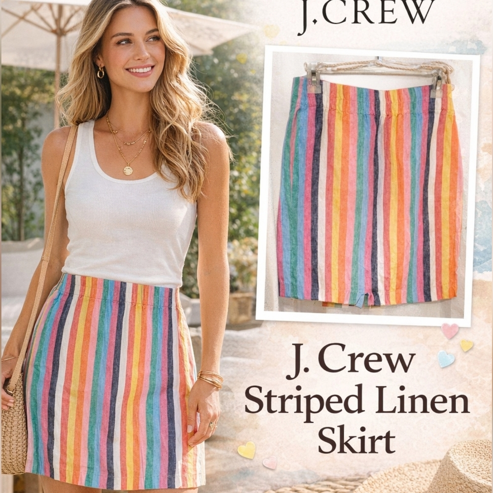 J. Crew Striped Linen Skirt Xs-S